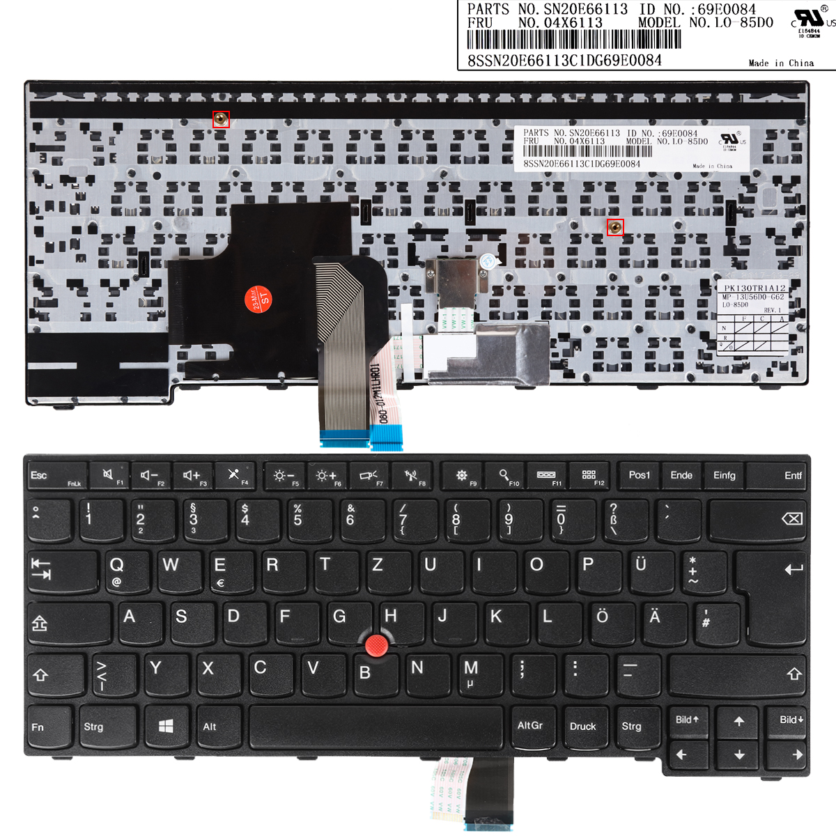 Picture of New Replacement Laptop Keyboard For Thinkpad E450 E455 E450C BLACK FRAME BLACK(With Point stick,Win8)OEM GR Layout